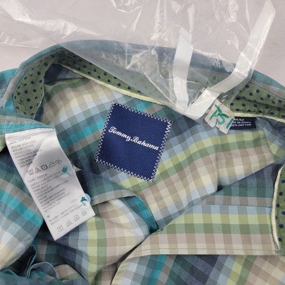Tommy Bahama blue green paid button down long sleeve shirt Size Medium - Picture 5 of 5